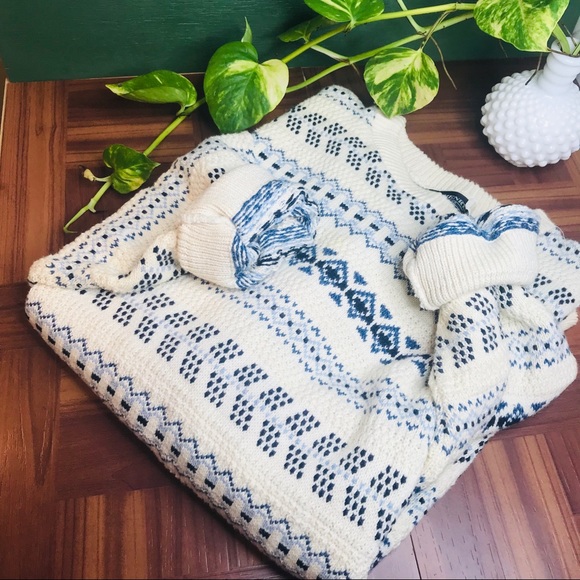 Vintage Sweaters - vtg vsco blue nordic oversized boyfriend sweater